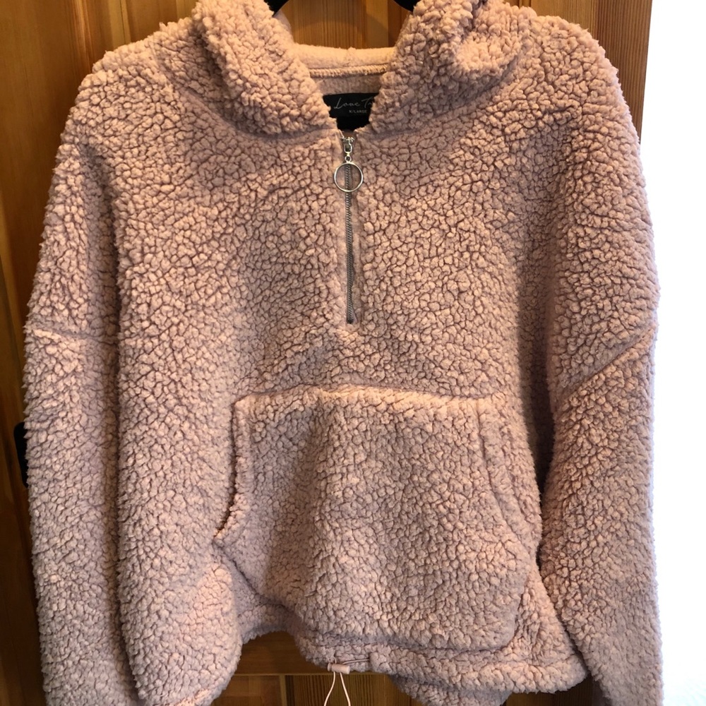 Light Pink Sherpa Quarter-zip